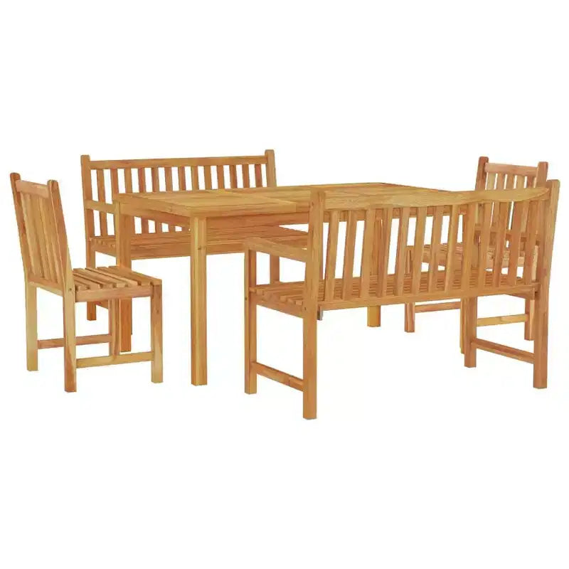 vidaXL Salon de jardin Teck massif Teck naturel Taille moyenne