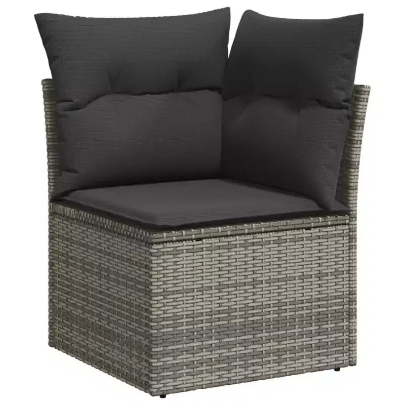 vidaXL Salon de jardin Gris Résine tressée, acier revêtu par poudre, polyester