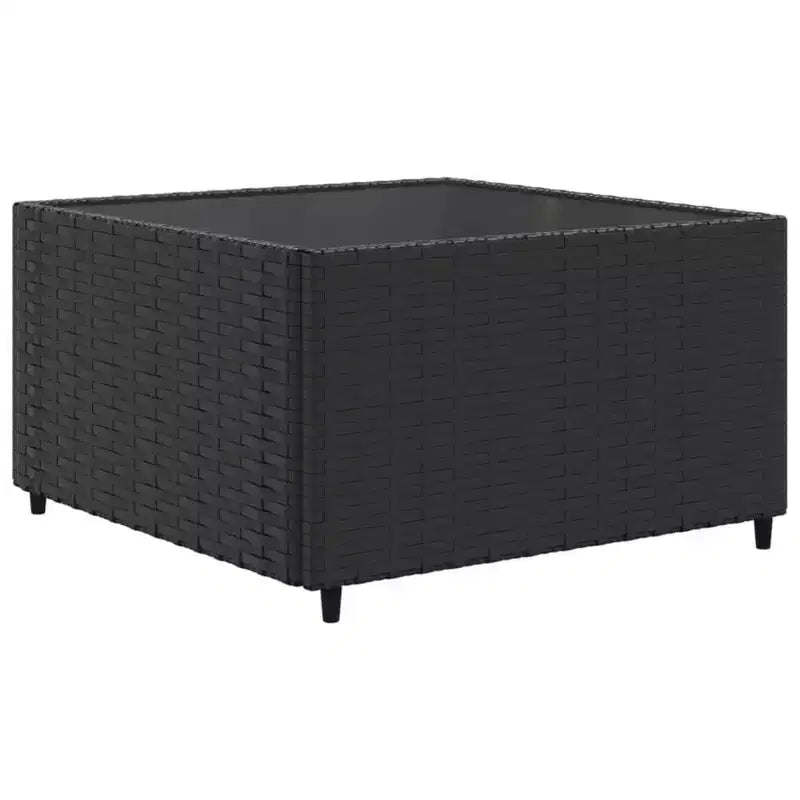 vidaXL - Salon de jardin 5 pièces avec coussins noirs - Rotin PE, cadre en acier, table basse en verre trempé - pour jardin, terrasse, patio