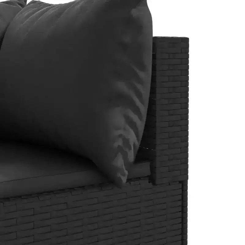 vidaXL - Salon de jardin 5 pièces avec coussins noirs - Rotin PE, cadre en acier, table basse en verre trempé - pour jardin, terrasse, patio