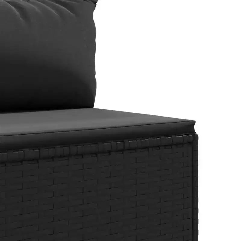 vidaXL - Salon de jardin 5 pièces avec coussins noirs - Rotin PE, cadre en acier, table basse en verre trempé - pour jardin, terrasse, patio