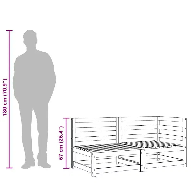 vidaXL Canapé de jardin Marron cire Bois de pin massif 2 places Modulable