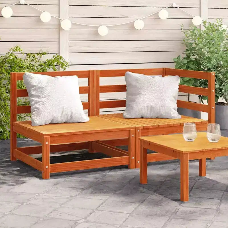 vidaXL Canapé de jardin Marron cire Bois de pin massif 2 places Modulable