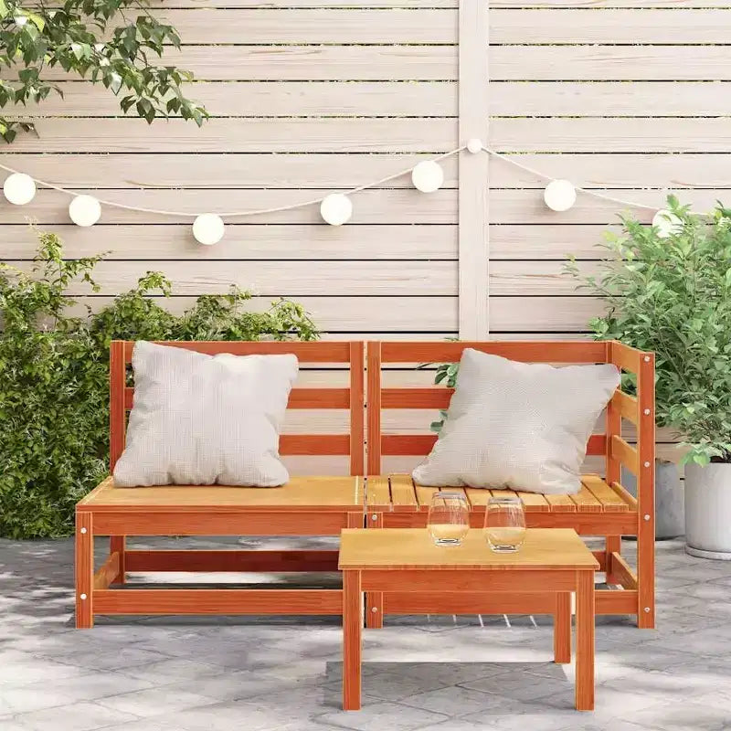 vidaXL Canapé de jardin Marron cire Bois de pin massif 2 places Modulable