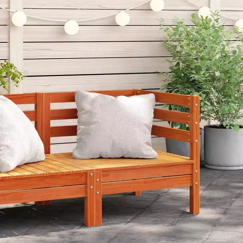 vidaXL Canapé de jardin Marron cire Bois de pin massif Moyen Modulaire