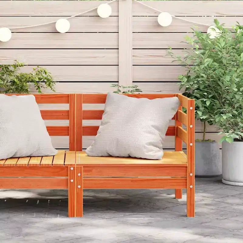 vidaXL Canapé de jardin Marron cire Bois de pin massif Moyen Modulaire