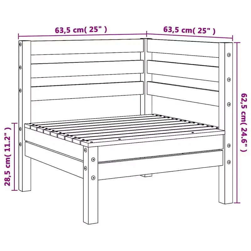 vidaXL Canapé de jardin Marron cire Bois de pin massif Moyen Modulaire