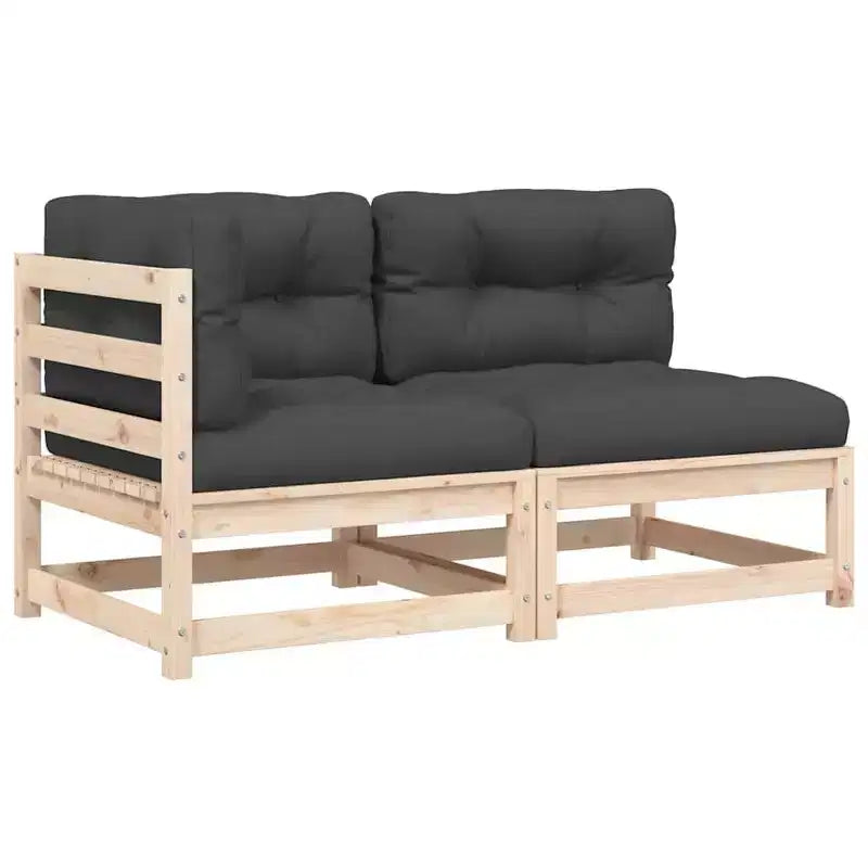 vidaXL Patio Sofa with Cushions  2-Seater Outdoor Loveseat Couch, Solid Pine Wood, 55.1x27.6x26.4, Anthracite Cushions
