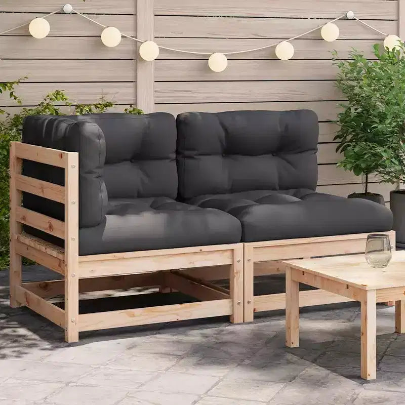 vidaXL Canapé de jardin avec coussins, Causeuse 2 places d'extérieur, Bois de pin massif, 140x70x67 cm, Coussins anthracite