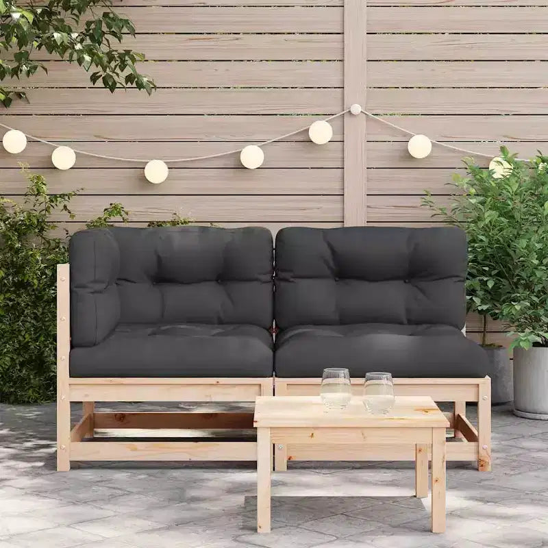 vidaXL Canapé de jardin avec coussins, Causeuse 2 places d'extérieur, Bois de pin massif, 140x70x67 cm, Coussins anthracite
