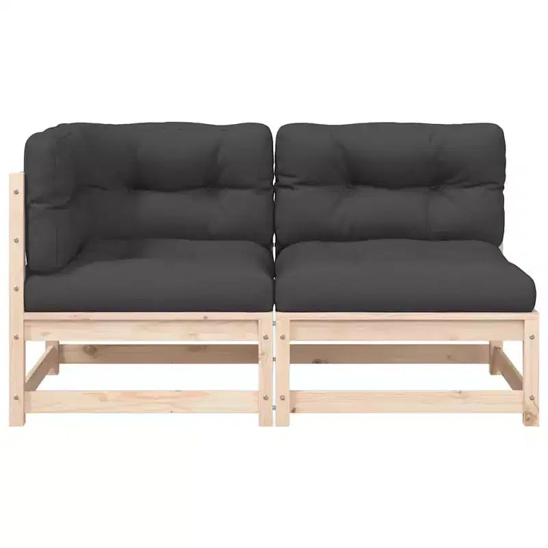 vidaXL Canapé de jardin avec coussins, Causeuse 2 places d'extérieur, Bois de pin massif, 140x70x67 cm, Coussins anthracite