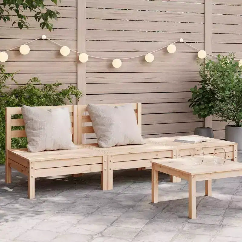 vidaXL Canapé de jardin 3 places - Salon de conversation extérieur - Bois de pin rustique - Design modulaire - Ensemble de salon de jardin