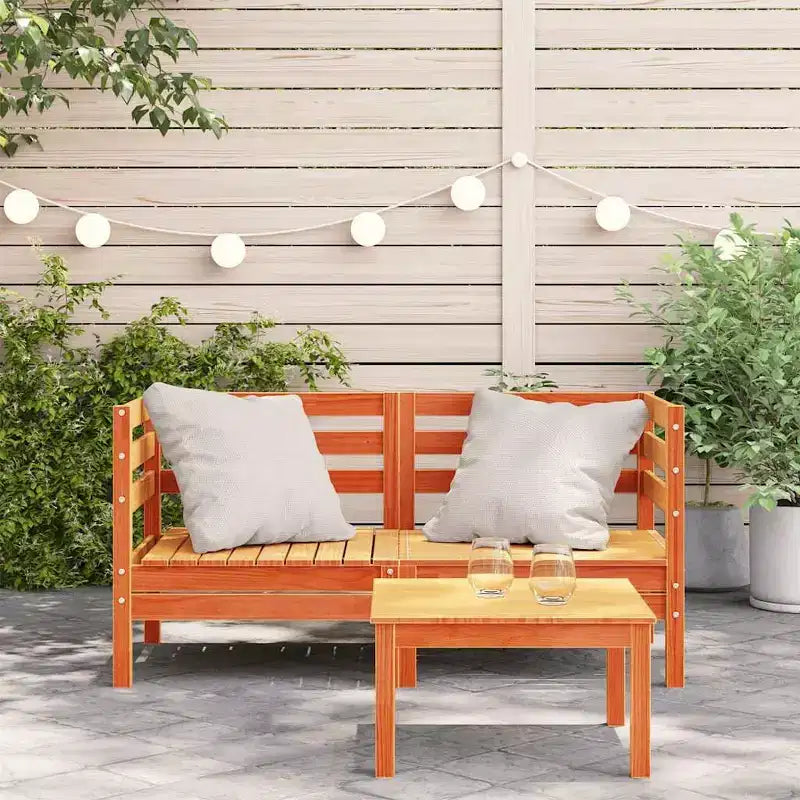 vidaXL Canapés de jardin - 2 places - Causeuse d'angle - Marron - Bois de pin massif - Meubles de jardin modulaires - Dimensions : 25 x 25 x 24.6