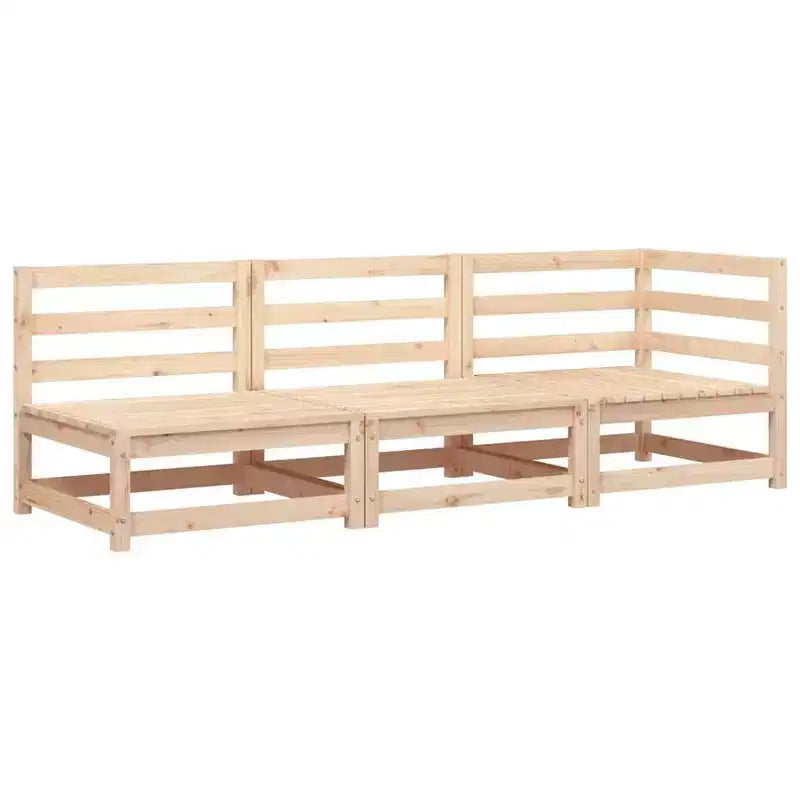 vidaXL Garden Sofa Natural Pine Solid pine wood 3-seater Modular