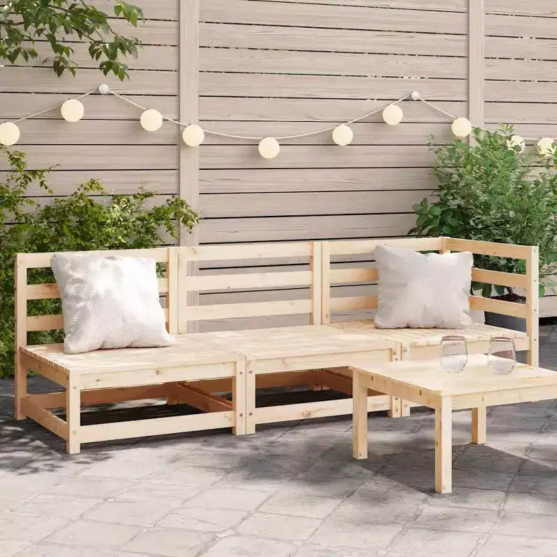 vidaXL Canapé de jardin Pin naturel Pin massif 3 places Modulable