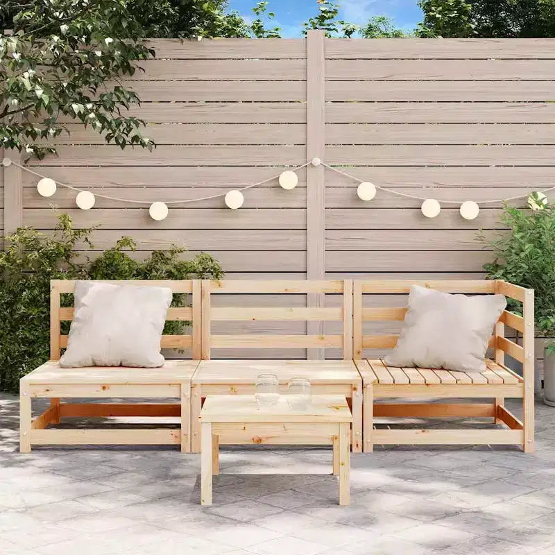 vidaXL Canapé de jardin Pin naturel Pin massif 3 places Modulable