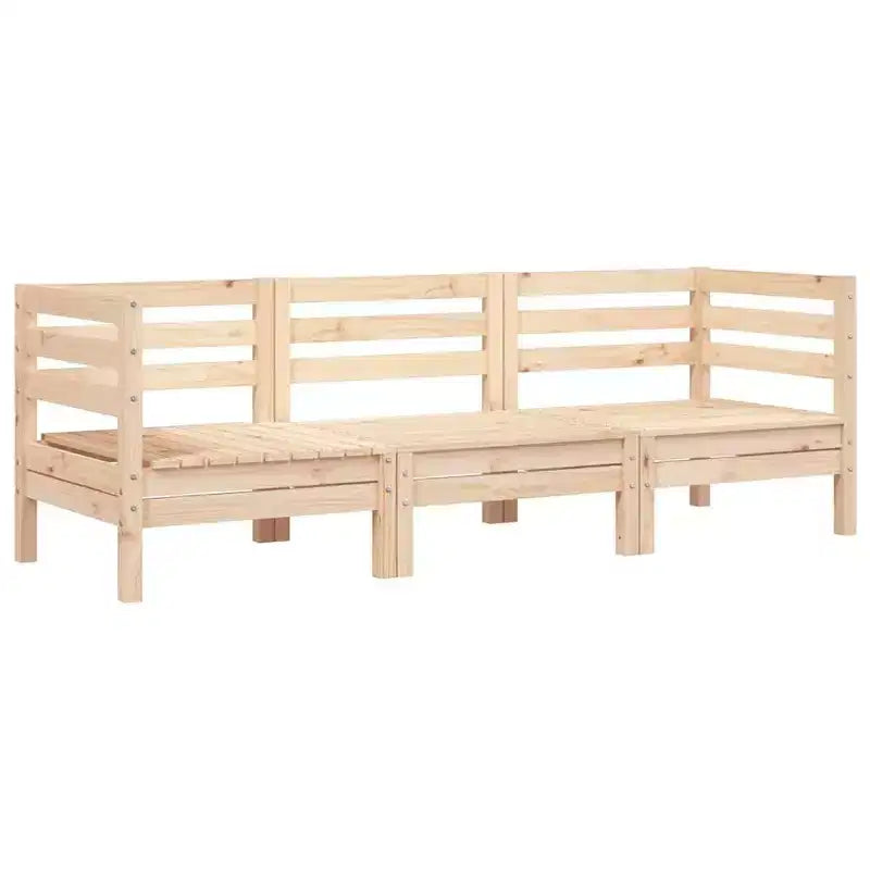 vidaXL Wooden 3-Seater Patio Sofa - Pine Wood Outdoor Couch for Garden, Terrace, and Patio - Modular Design, Comfortable Seating