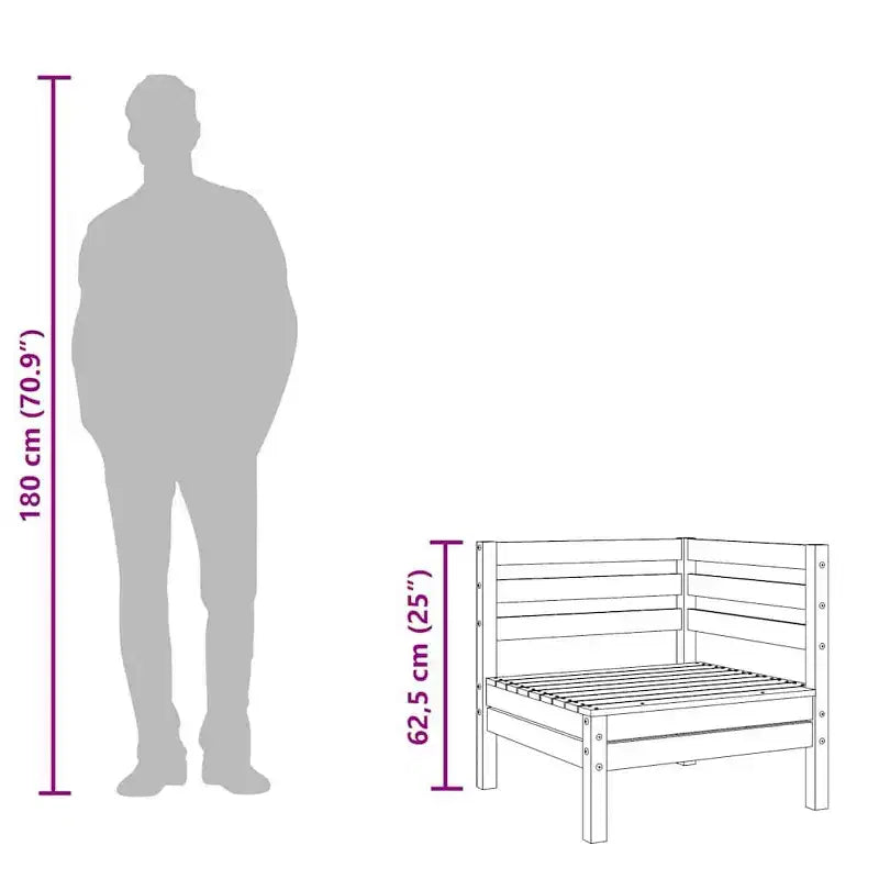 vidaXL Canapé de jardin 3 places en bois – Canapé d'extérieur en pin pour jardin, terrasse et patio – Design modulaire, assise confortable