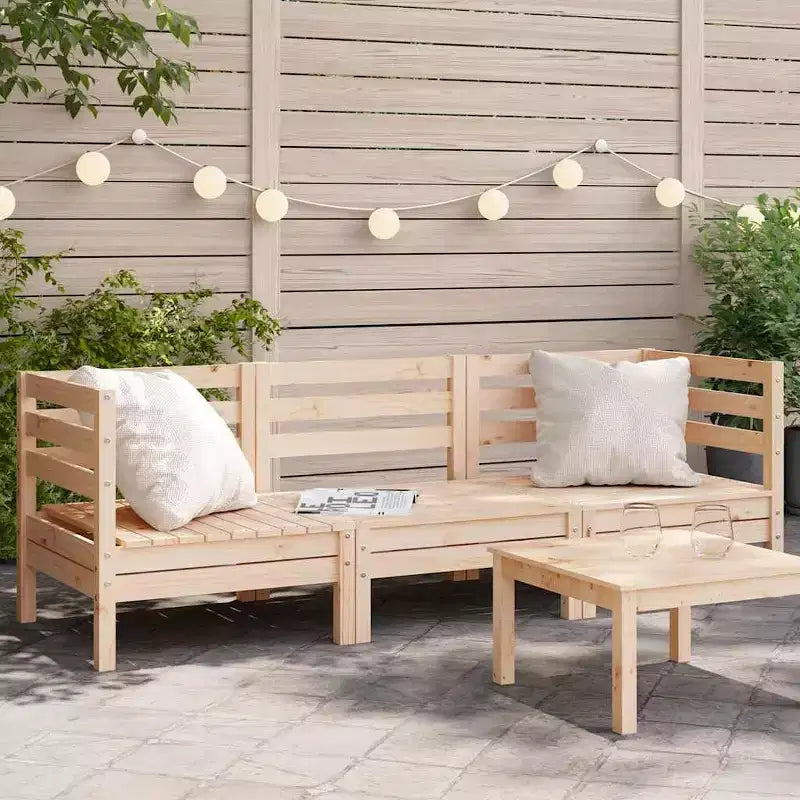 vidaXL Canapé de jardin 3 places en bois – Canapé d'extérieur en pin pour jardin, terrasse et patio – Design modulaire, assise confortable
