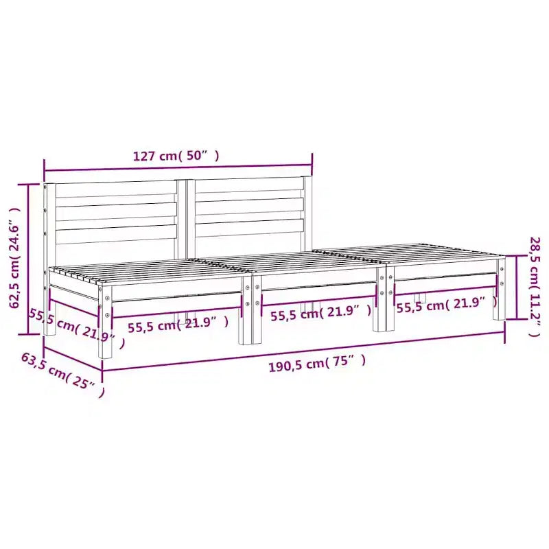 vidaXL Canapé de jardin 3 places - Bois de pin massif marron ciré - Chaise longue de jardin/siège extérieur - Conception modulaire