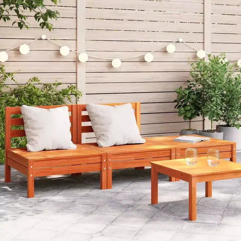 vidaXL Canapé de jardin 3 places - Bois de pin massif marron ciré - Chaise longue de jardin/siège extérieur - Conception modulaire