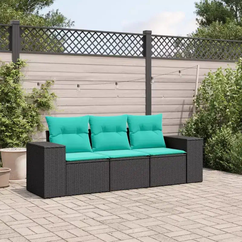 vidaXL Salon de jardin noir - Noir et bleu sans table