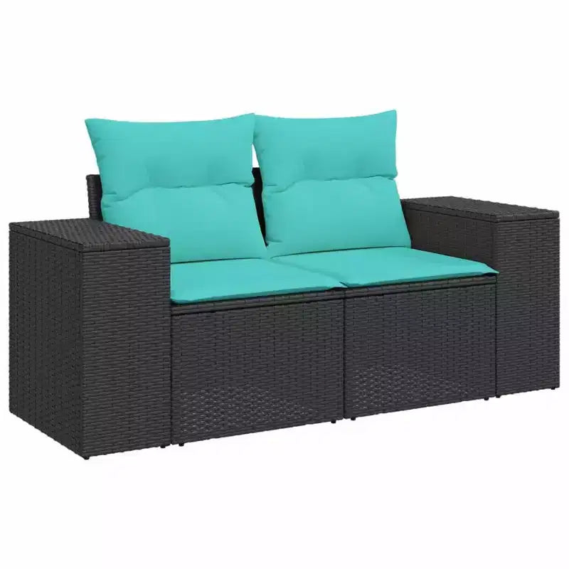 vidaXL Salon de jardin noir - Noir et bleu sans table