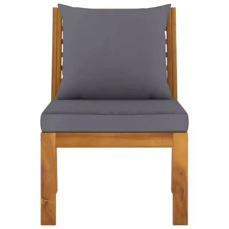 vidaXL Canapé d'angle central en bois d'acacia massif avec coussins épais gris foncé - Polyvalent pour l'intérieur et l'extérieur