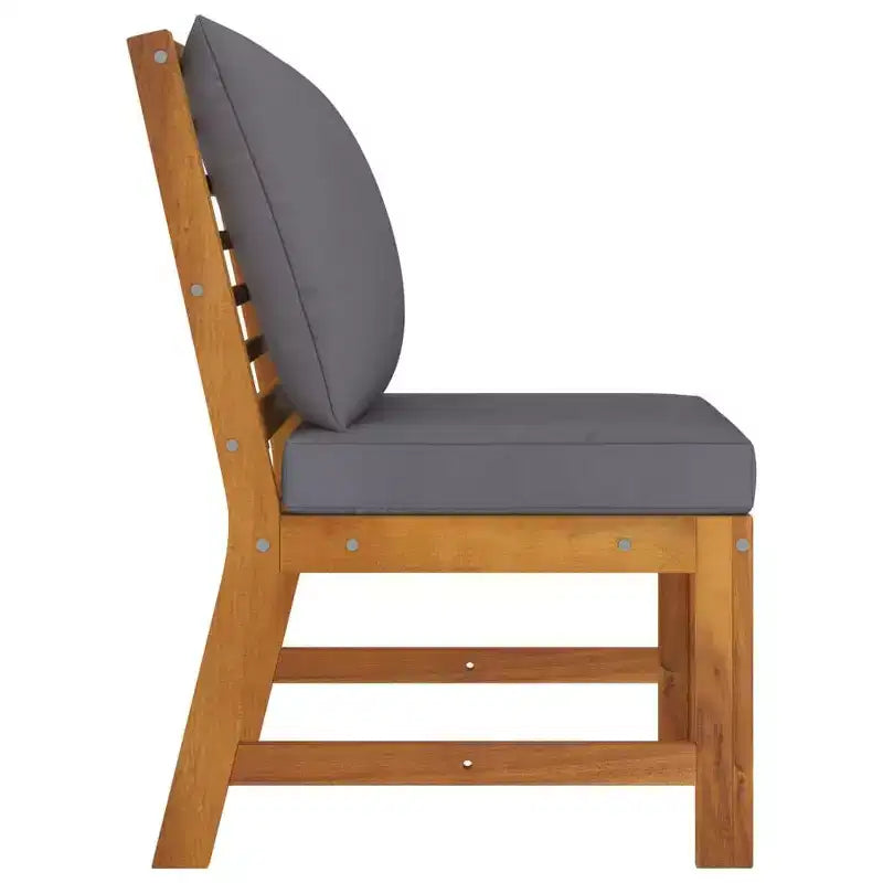 vidaXL Canapé d'angle central en bois d'acacia massif avec coussins épais gris foncé - Polyvalent pour l'intérieur et l'extérieur