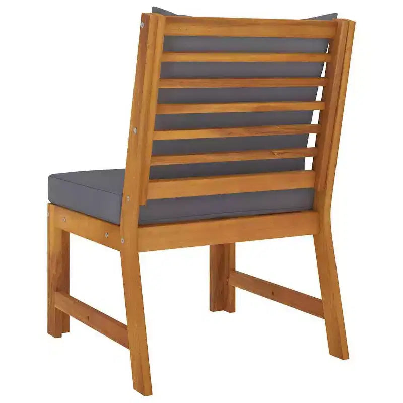 vidaXL Canapé d'angle central en bois d'acacia massif avec coussins épais gris foncé - Polyvalent pour l'intérieur et l'extérieur