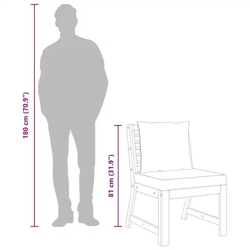vidaXL Canapé d'angle central en bois d'acacia massif avec coussins épais gris foncé - Polyvalent pour l'intérieur et l'extérieur