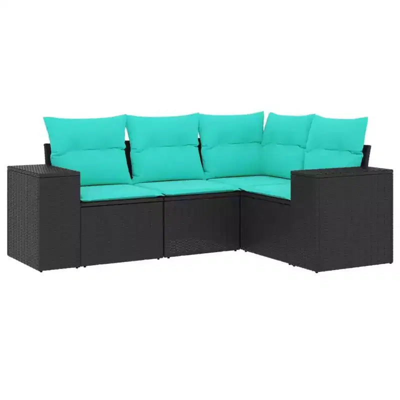 vidaXL Patio Sofa Set Black, Blue - Black and Blue Without Table