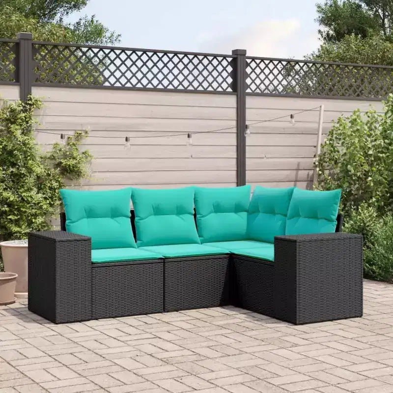 vidaXL Salon de jardin avec canapé Noir, Bleu - Noir et bleu sans table