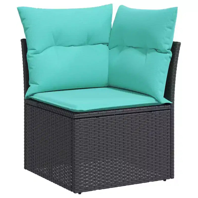 vidaXL Salon de jardin avec canapé Noir, Bleu - Noir et bleu sans table