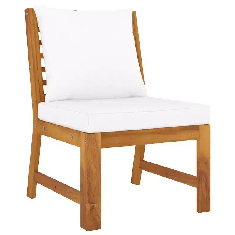 vidaXL Sectional Middle Sofa Made of Solid Acacia Wood with Cream Cushion - Durable and Weather-Resistant - Adjustable for Inside/Outside Setup