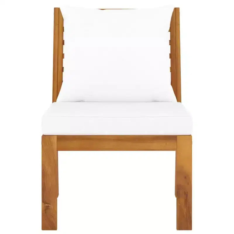 vidaXL Canapé d'angle central en bois d'acacia massif avec coussin crème - Durable et résistant aux intempéries - Réglable pour une installation intérieure/extérieure