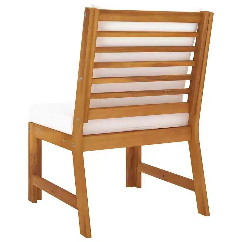 vidaXL Canapé d'angle central en bois d'acacia massif avec coussin crème - Durable et résistant aux intempéries - Réglable pour une installation intérieure/extérieure