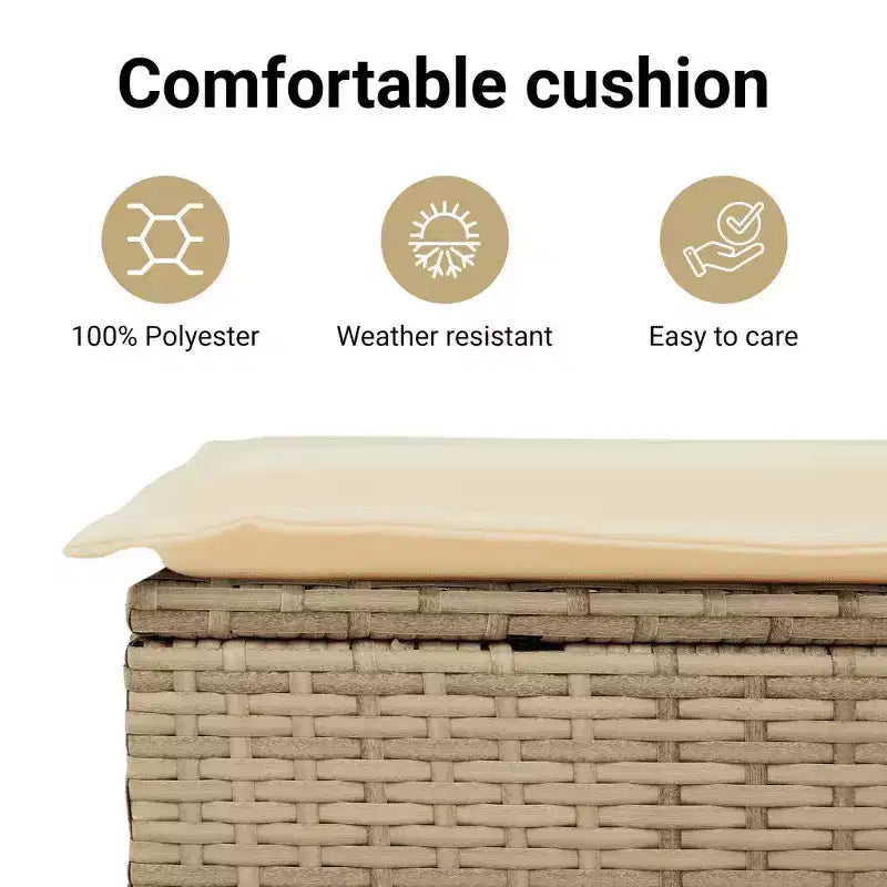 vidaXL Salon de jardin en résine tressée PE beige, acier laqué, polyester