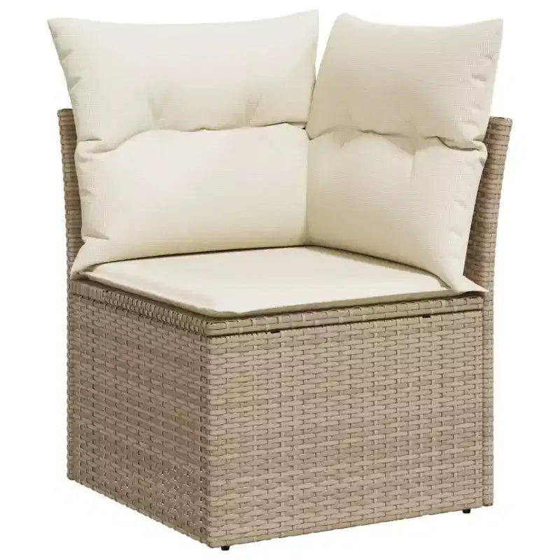 vidaXL Salon de jardin en résine tressée PE beige, acier laqué, polyester
