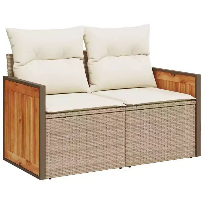 vidaXL Salon de jardin en résine tressée PE beige, acier laqué, polyester