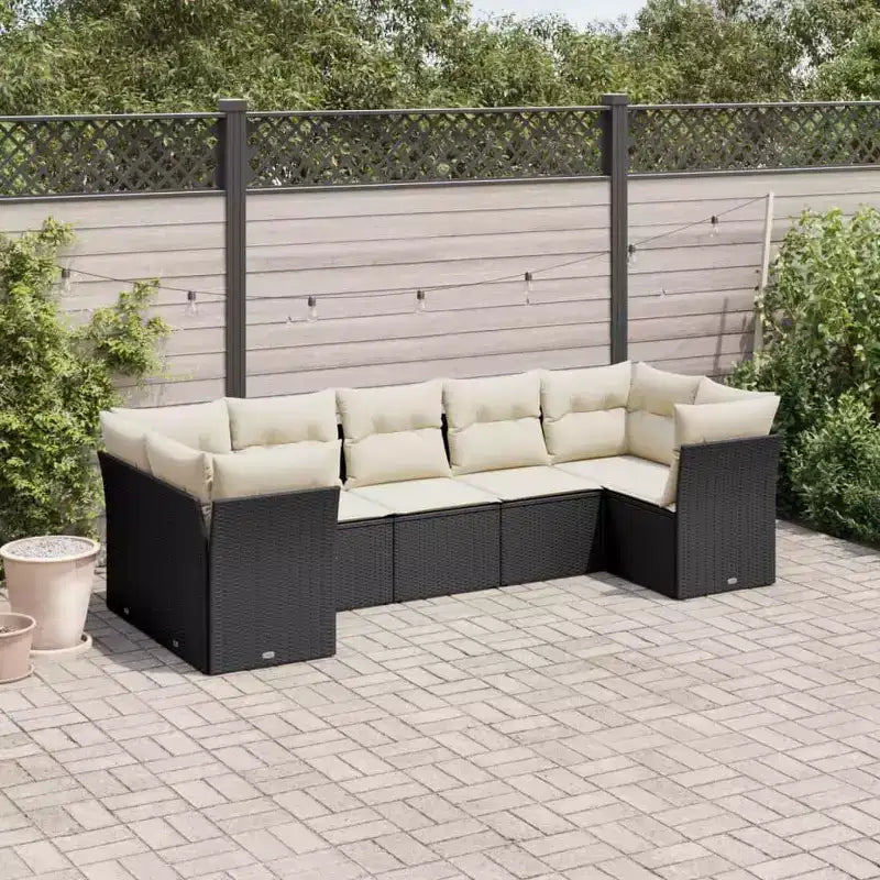 vidaXL Salon de jardin noir en résine tressée Grand salon de jardin modulable