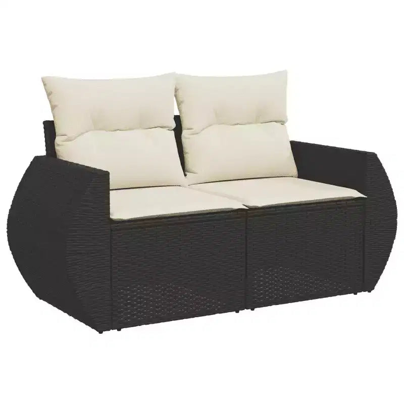 vidaXL Ensemble de canapés de jardin 9 pcs avec coussins résine tressée noir et crème