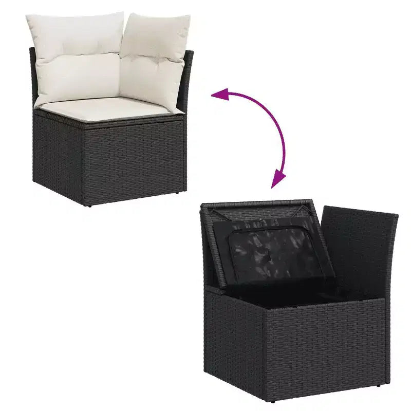 vidaXL Salon de jardin en résine tressée noire pieds réglables de taille moyenne