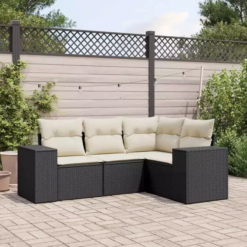 vidaXL Salon de jardin en résine tressée noire pieds réglables de taille moyenne
