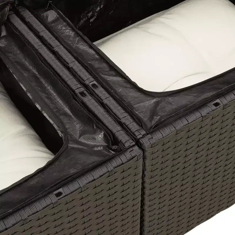 vidaXL Salon de jardin en résine tressée noire pieds réglables de taille moyenne