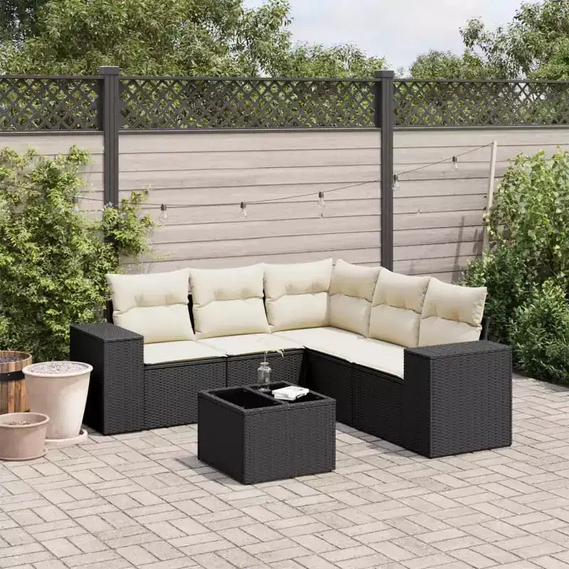 vidaXL Salon de jardin en résine tressée noir, acier enduit de poudre, verre trempé