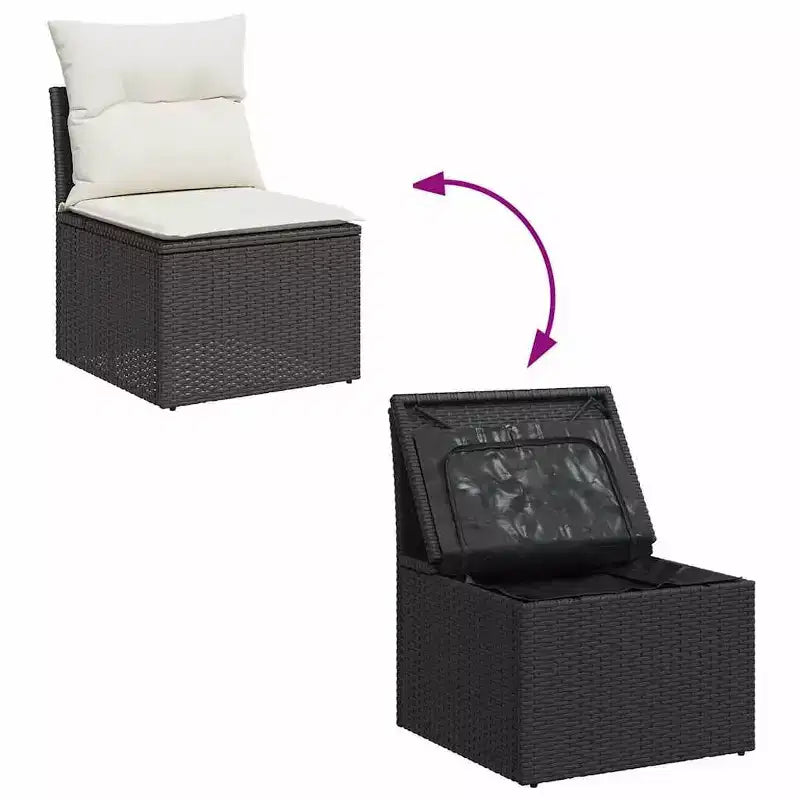 vidaXL Ensemble de canapés de jardin noir, blanc crème