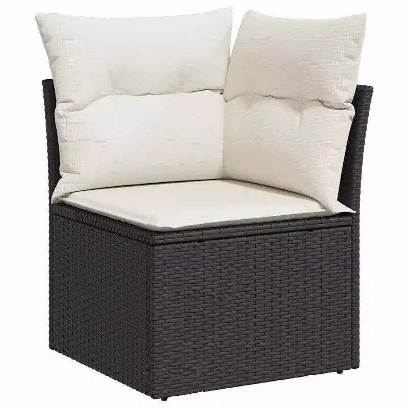 vidaXL Ensemble de canapés de jardin noir, blanc crème