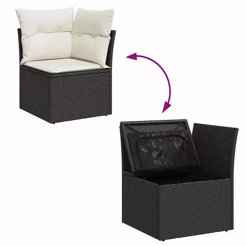 vidaXL Ensemble de canapés de jardin noir, blanc crème