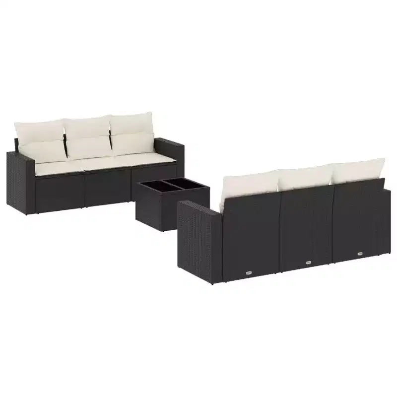 vidaXL Garden Sofa Set Black and Cream
